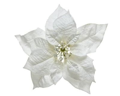 POINSETTIA SUR CLIP BLANC 24CM