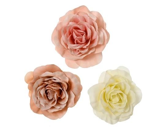 ROSE SUR CLIP NACRE ET PAILLETTES 3 COULEURS ASSORTIS 14CM