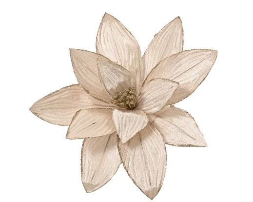 POINSETTIA VELOURS CHAMPAGNE PAILLETTES 30CM