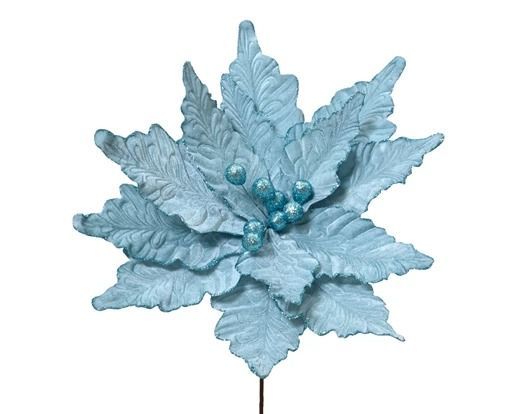 POINSETTIA VELOURS BLEU CLAIR 50CM