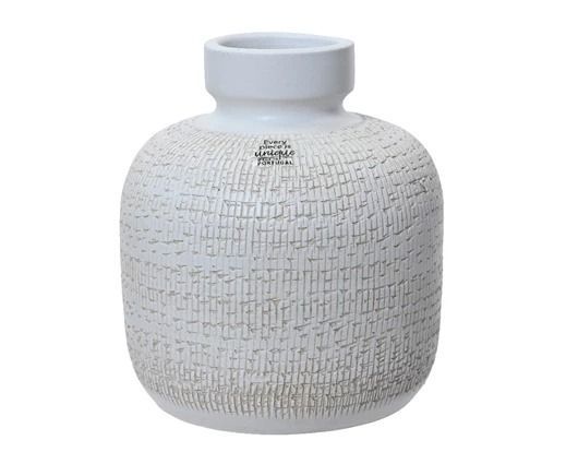 VASE TERRE CUITE BLANC 22X25CM