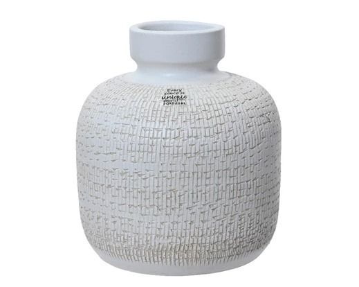 VASE TERRE CUITE BLANC 18x20CM