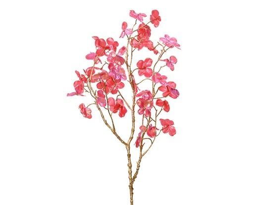 FLEURS ROSES SUR BRANCHE OR 80CM