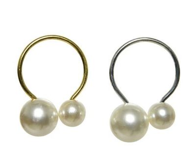ROND DE SERVIETTES FER 2 PERLES BLANCHES (x4)