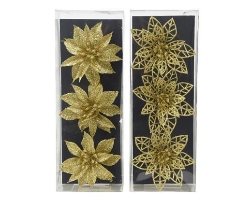POINSETTIA SUR CLIP OR 2 MODELES ASSORTIS (x3)
