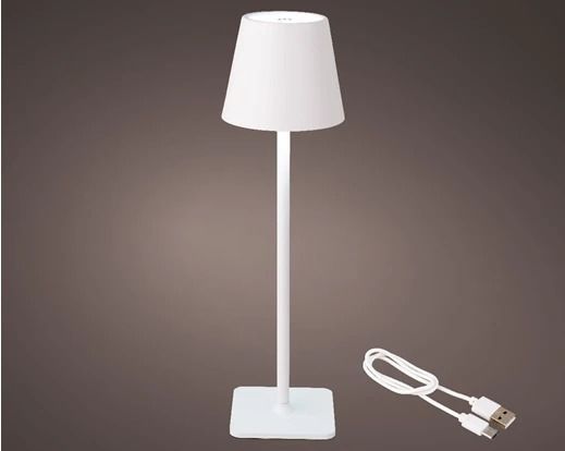LAMPE DE TABLE LED USB METAL BLANC 11x37CM