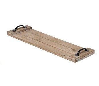 PLATEAU BOIS DE SAPIN AVEC POIGNETS METAL PM 48x15CM