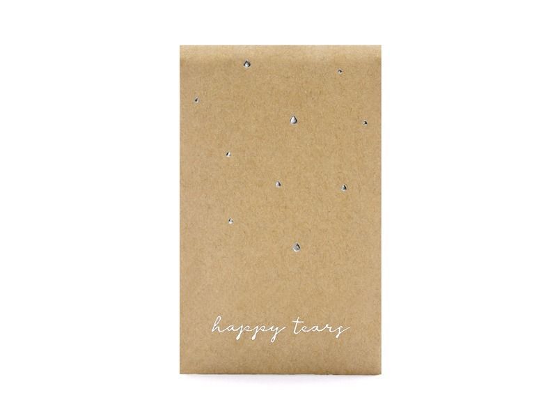 POCHETTE "HAPPY TEARS" KRAFT ET ARGENT 3 MOUCHOIRS (x10)