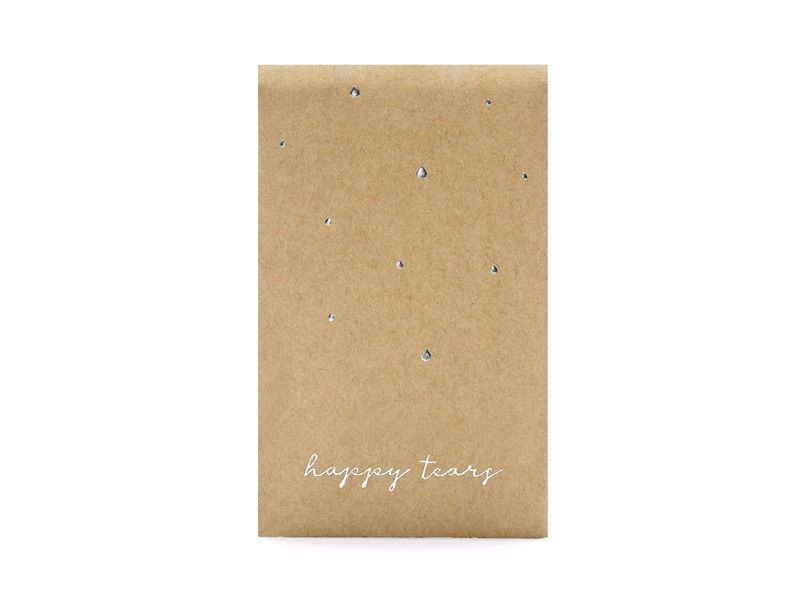 POCHETTE "HAPPY TEARS" KRAFT ET ARGENT 3 MOUCHOIRS (x10)