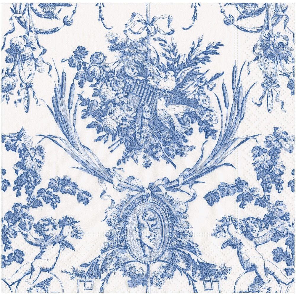 SERVIETTE TOILE ROMANTIQUE BLEUE 38CM (x20)