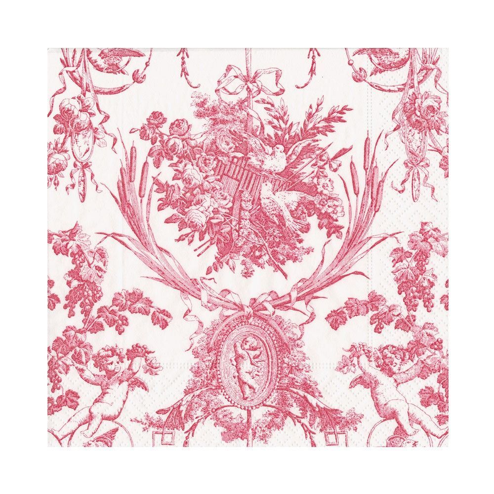 SERVIETTE TOILE ROMANTIQUE ROSE 33CM (x20)