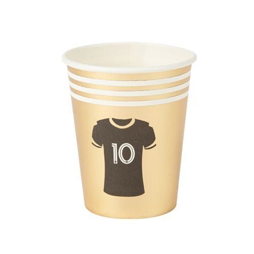 GOBELET MAILLOT DE FOOTBALL OR BLANC ET NOIR 25CL (x8)
