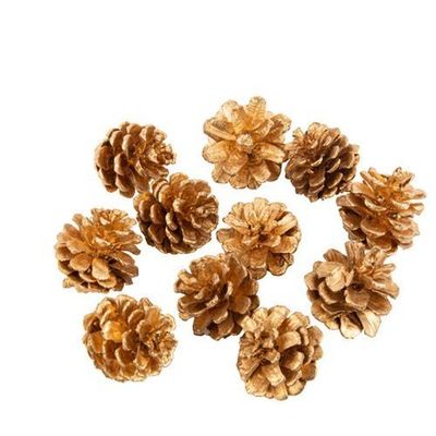 POMMES DE PIN OR MAT 4CM (x12)