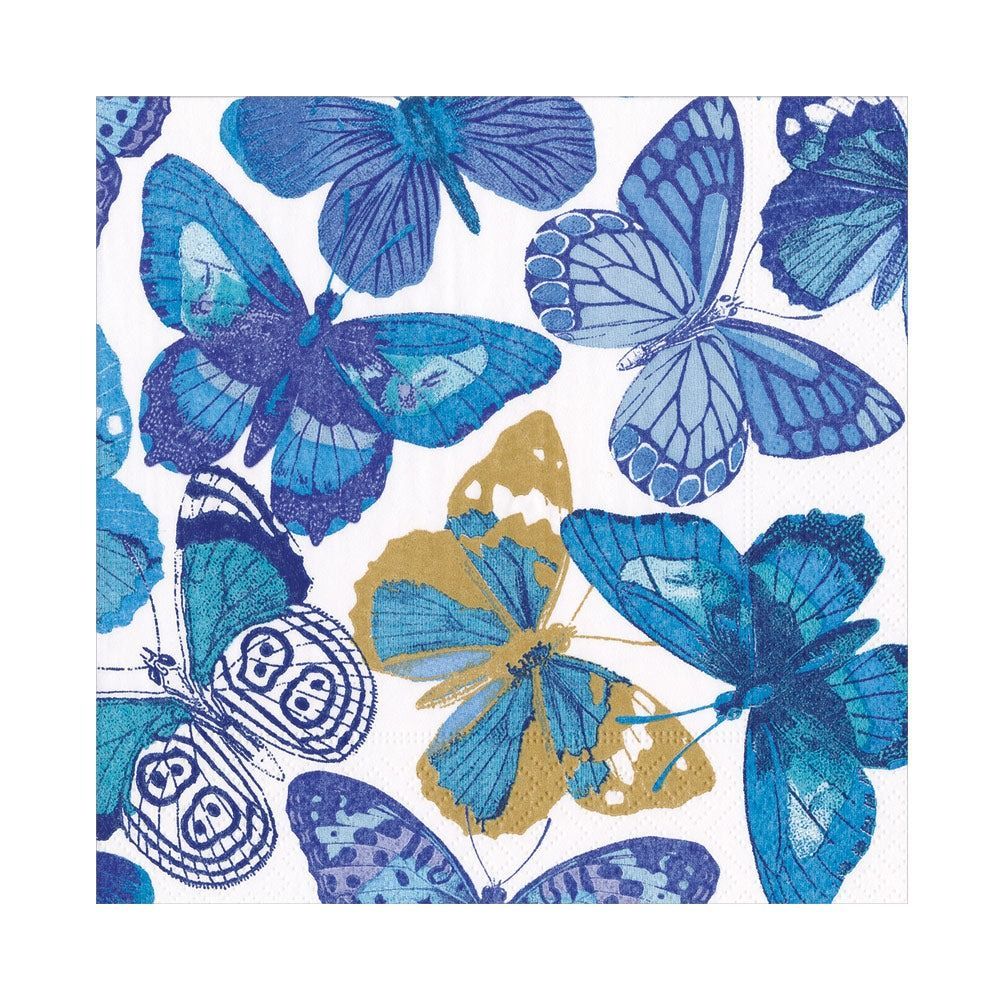 SERVIETTE PAPILLONS BLEUS 33CM (x20)