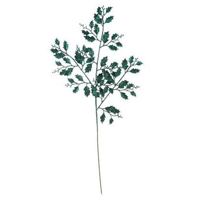 BRANCHE DE HOUX PAILLETTES VERT FORET 78CM