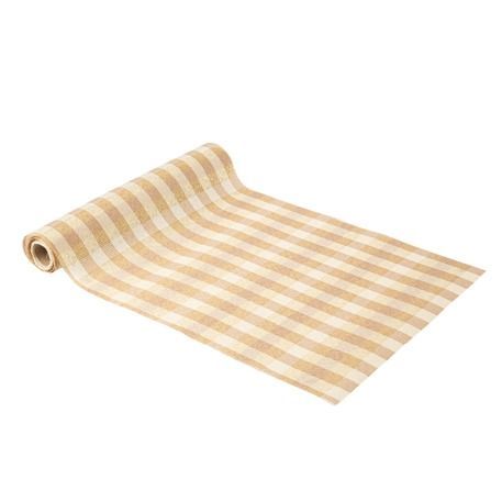CHEMIN DE TABLE MACCHIATO CAMEL BEIGE ET OR 28CMx3M