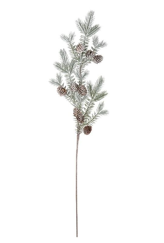 BRANCHE SAPIN ET POMMES DE PIN GIVRE 71CM