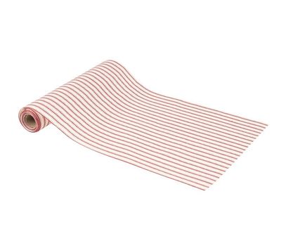 CHEMIN DE TABLE TISSU RAYURES BLANCHES ROUGE ET OR 28CMx3M