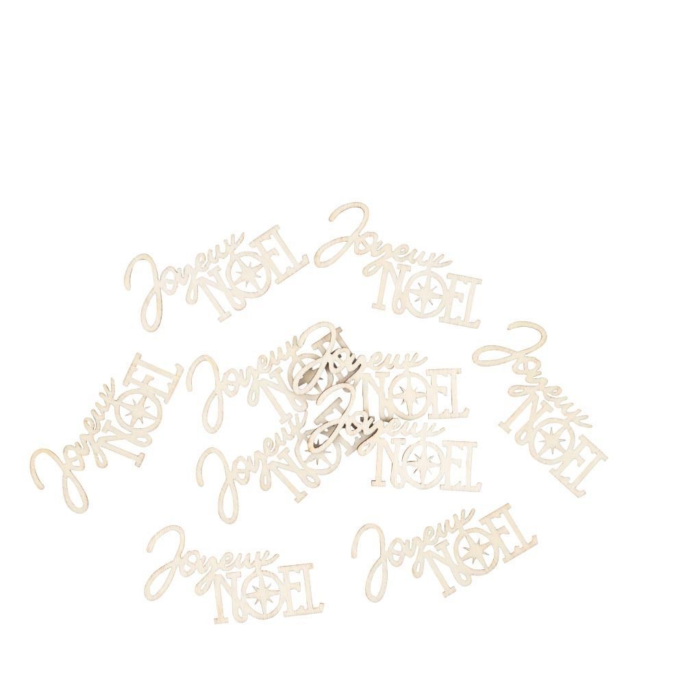 CONFETTIS "JOYEUX NOEL" BOIS 6x3.5CM (x10)