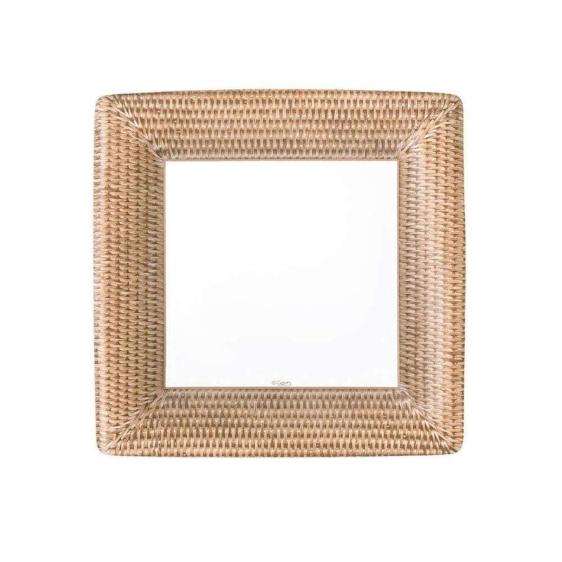 ASSIETTE CARREE BLANCHE LISERE CORDAGE 18CM (x8)