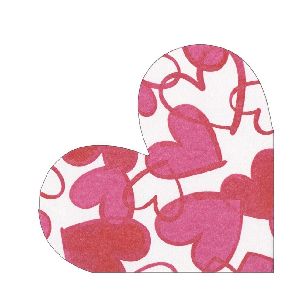SERVIETTE FORME COEUR PETITS COEURS ROUGE 16CM (x15)