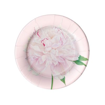 ASSIETTE RONDE PIVOINE ROSE POUDRE 20CM (x8)