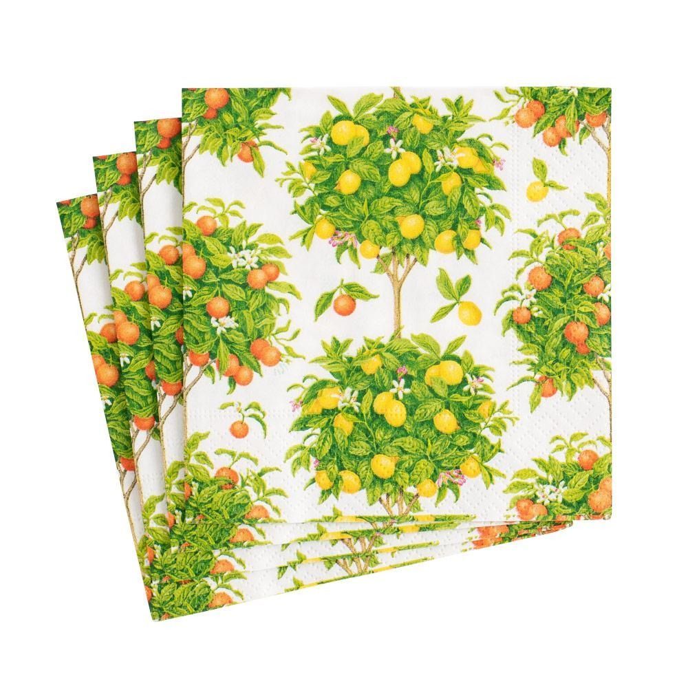 SERVIETTE COCKTAIL CITRONNIER ET ORANGER 25CM (x20)