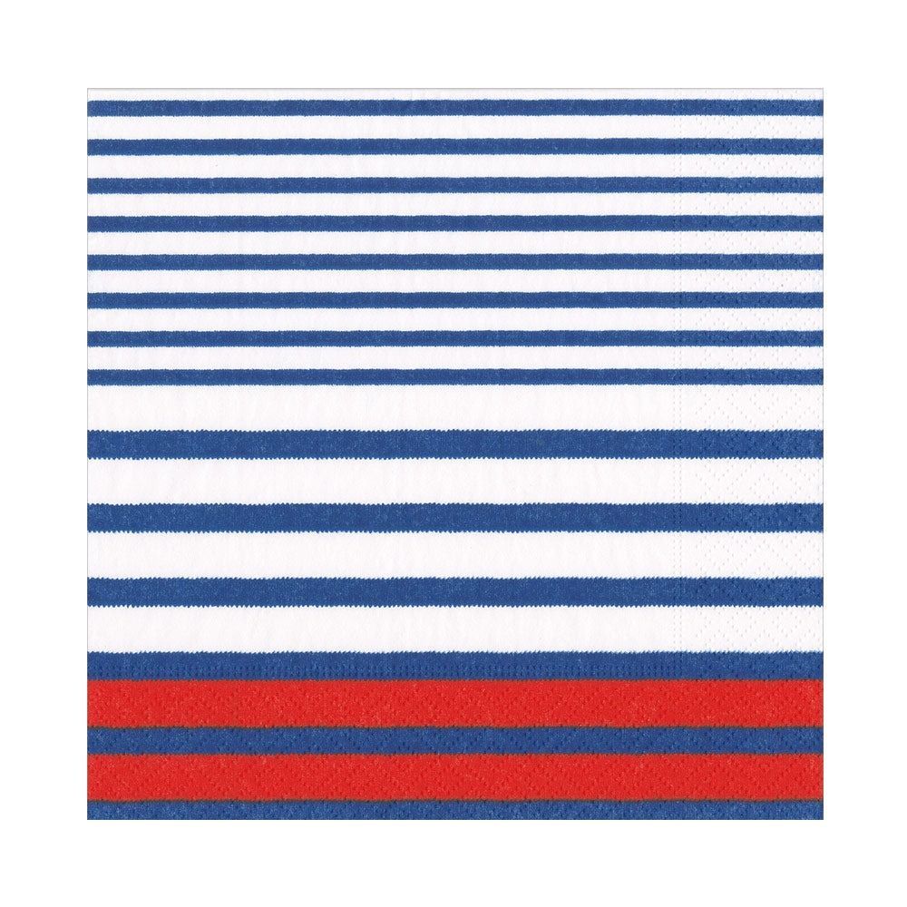 SERVIETTE MARINIERE BLEU BLANC ROUGE 33CM (x20)