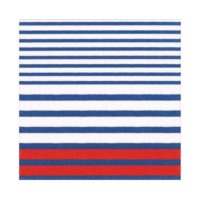 SERVIETTE MARINIERE BLEU BLANC ROUGE 33CM (x20)