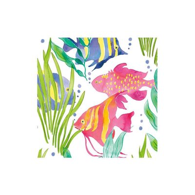SERVIETTE COCKTAIL POISSONS TROPICAUX 25CM (x20)