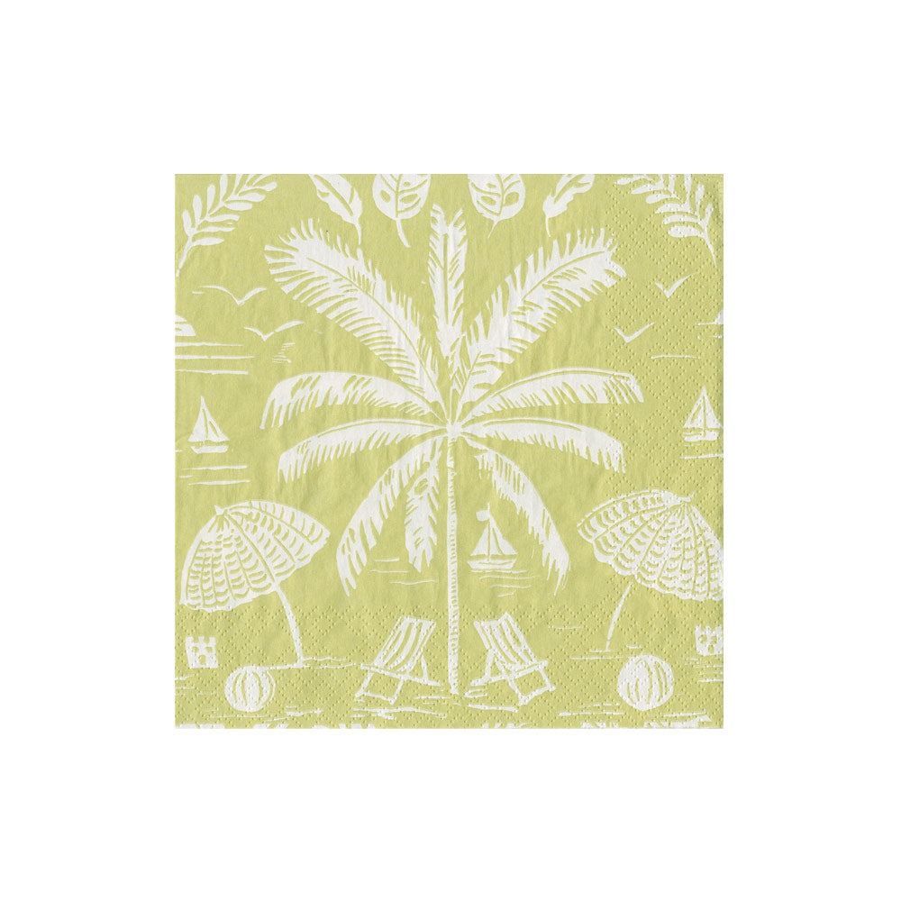SERVIETTE COCKTAIL PALMIER ET PARASOLS 25CM (x20)