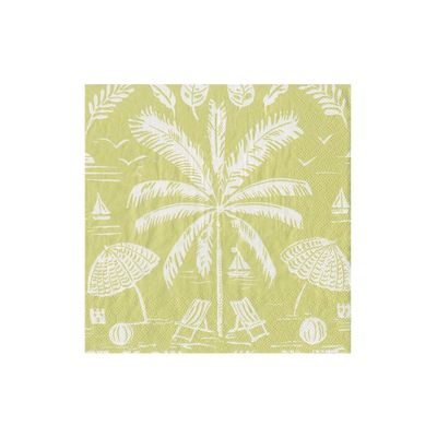 SERVIETTE COCKTAIL PALMIER ET PARASOLS 25CM (x20)