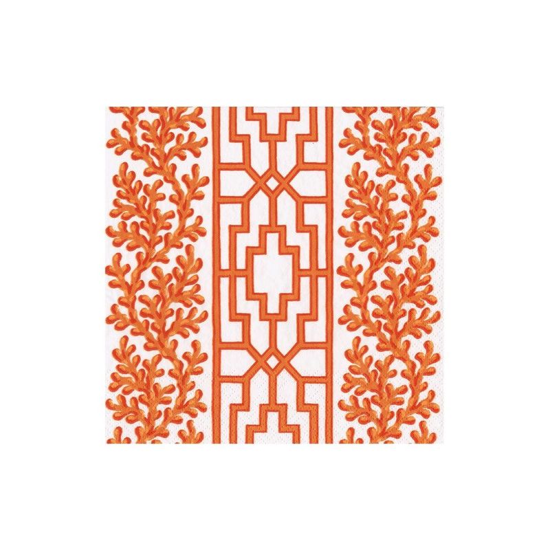 SERVIETTE COCKTAIL CORAIL ET TREILLIS 25CM (x20)