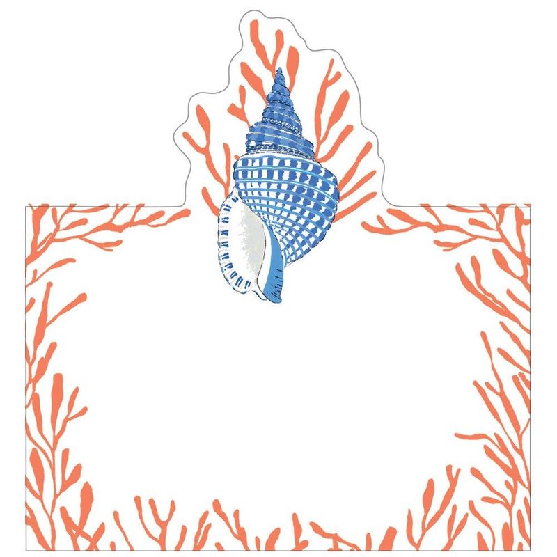 MARQUE PLACE COQUILLAGE BLEU ET CORAIL 8.9x5.7CM (x8)