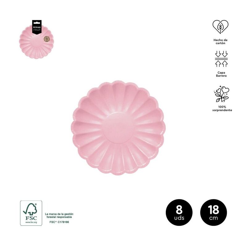 ASSIETTE RONDE ONDULEE ROSE PASTEL 18CM (x8)