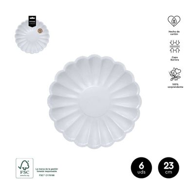 ASSIETTE RONDE ONDULEE BLEU PASTEL 23CM (x6)