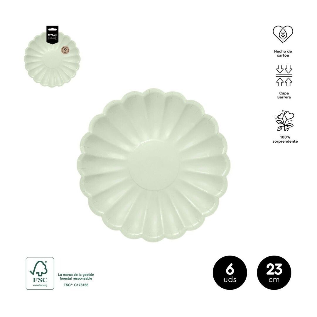 ASSIETTE RONDE ONDULEE MENTHE PASTEL 23CM (x6)