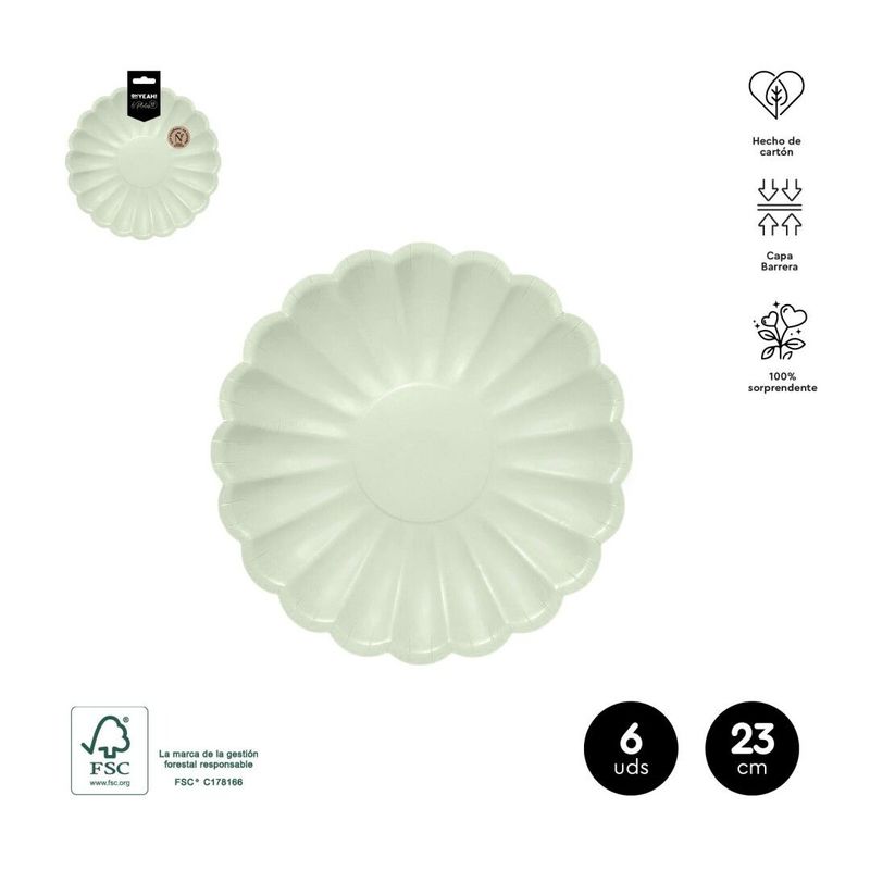 ASSIETTE RONDE ONDULEE MENTHE PASTEL 23CM (x6)