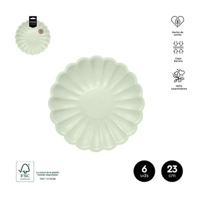 ASSIETTE RONDE ONDULEE MENTHE PASTEL 23CM (x6)
