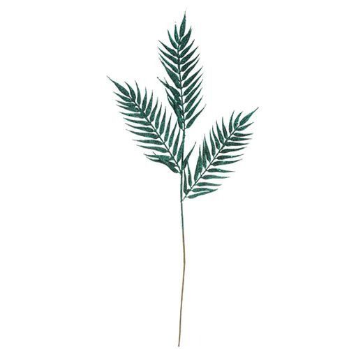 BRANCHE DE 3 FEUILLES DE PALMIER PAILLETTES VERT FORET 78CM