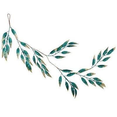 GUIRLANDE DE FEUILLAGE PAILLETTES EMERAUDES ET CHAMPAGNE 1.15M