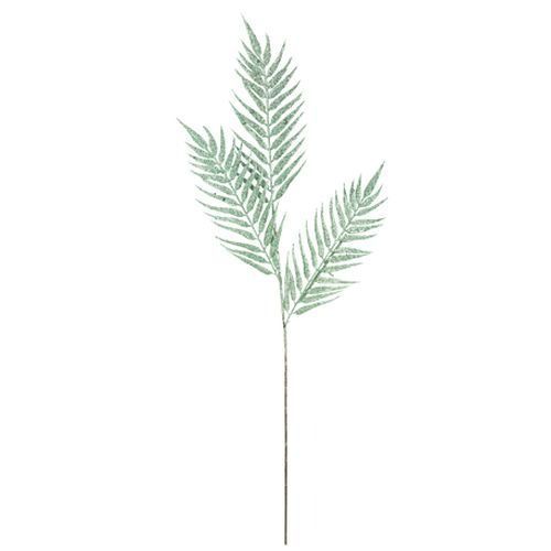 BRANCHE DE 3 FEUILLES DE PALMIER PAILLETTE VERT GIVRE 78CM
