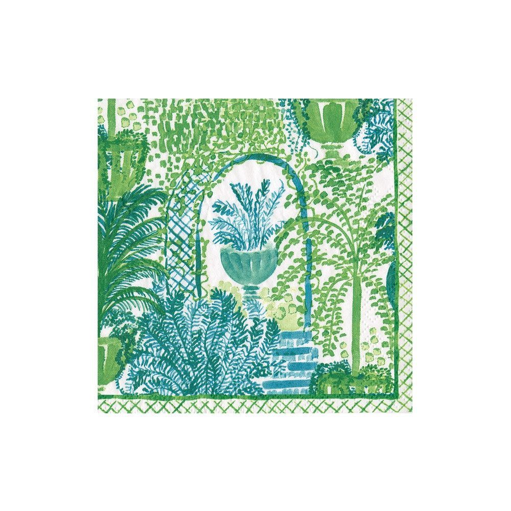 SERVIETTE COCKTAIL JARDIN FEUILLUS 25CM (x20)
