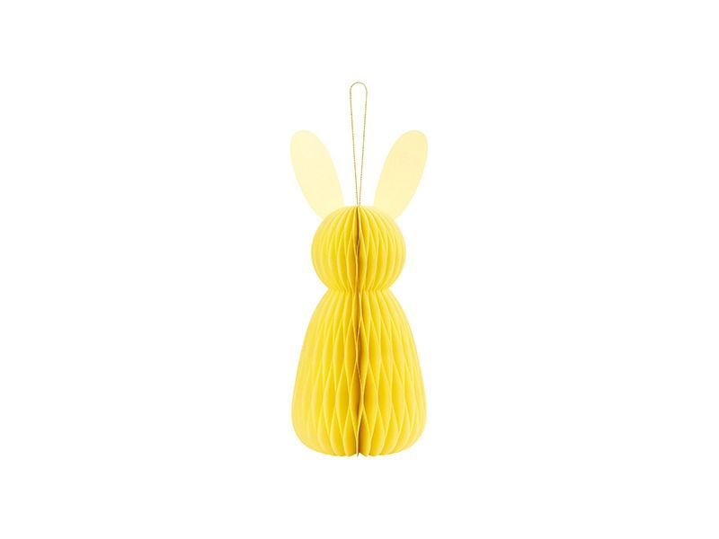 LAPIN ALVEOLE JAUNE A SUSPENDRE OU A POSER 30CM