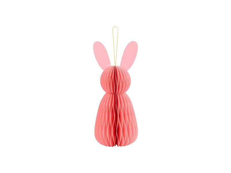 LAPIN ALVEOLE ROSE A SUSPENDRE OU A POSER 30CM