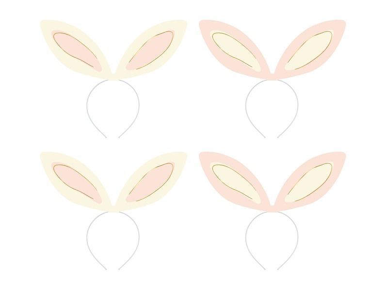 SERRE-TETE OREILLE DE LAPIN BLANC, ROSE ET OR 12.5x29CM (x4)