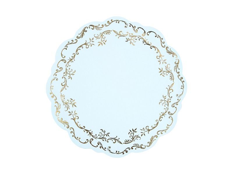 SOUS ASSIETTE BLEU CIEL LISERE FEUILLAGE OR 35.5CM (x6)