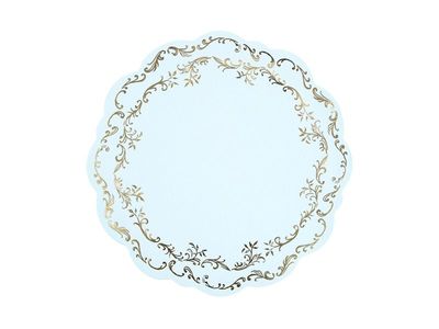 SOUS ASSIETTE BLEU CIEL LISERE FEUILLAGE OR 35.5CM (x6)