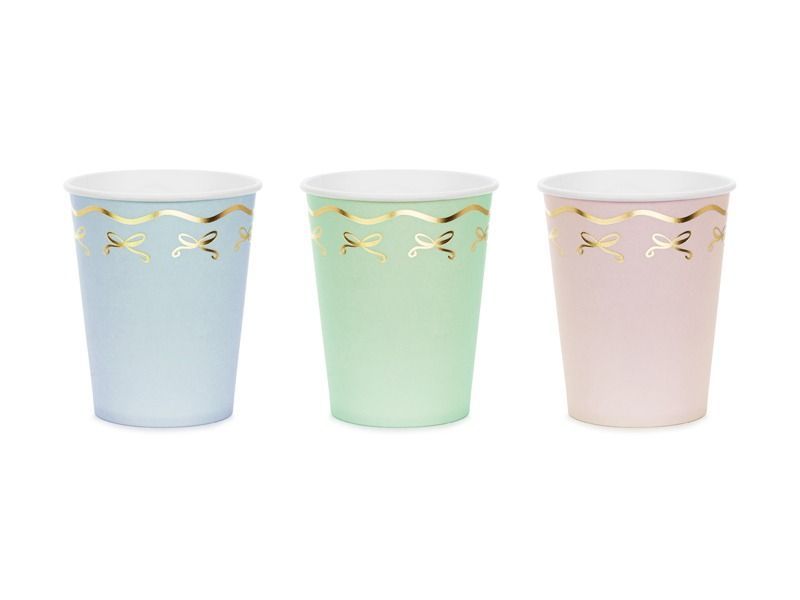 GOBELET PASTEL LISERE NOEUDS DORE 22CL (x6)