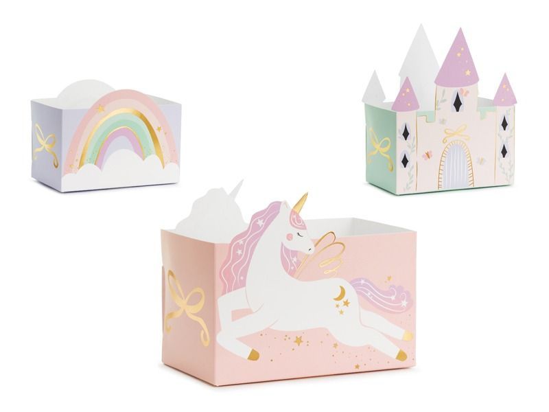 BOITE A FRIANDISES LICORNE ET PRINCESSE PASTEL 12x7CM (x6)